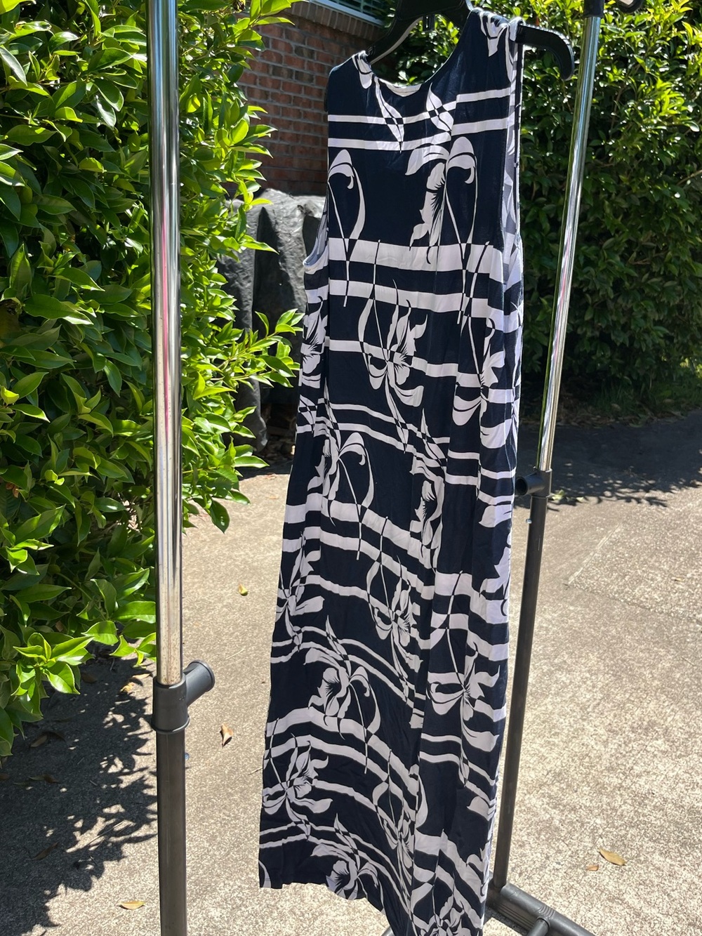 Chico's Navy and White Patterned Sleeveless Maxi Dress